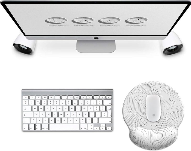 eulps Mouse Pad with Wrist Rest, Comfortable Computer Mousepad with Gel Wrist Support Smooth Surface and Non-Slip PU Base for Pain Relief, Laptop, Office & Home (White Line) - Image 2